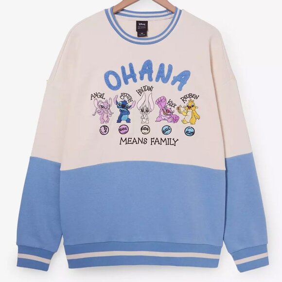 NEW Disney Lilo & Stitch Ohana Means Family Crewneck Sweatshirt Size 3X $60 Blue - Picture 1 of 9